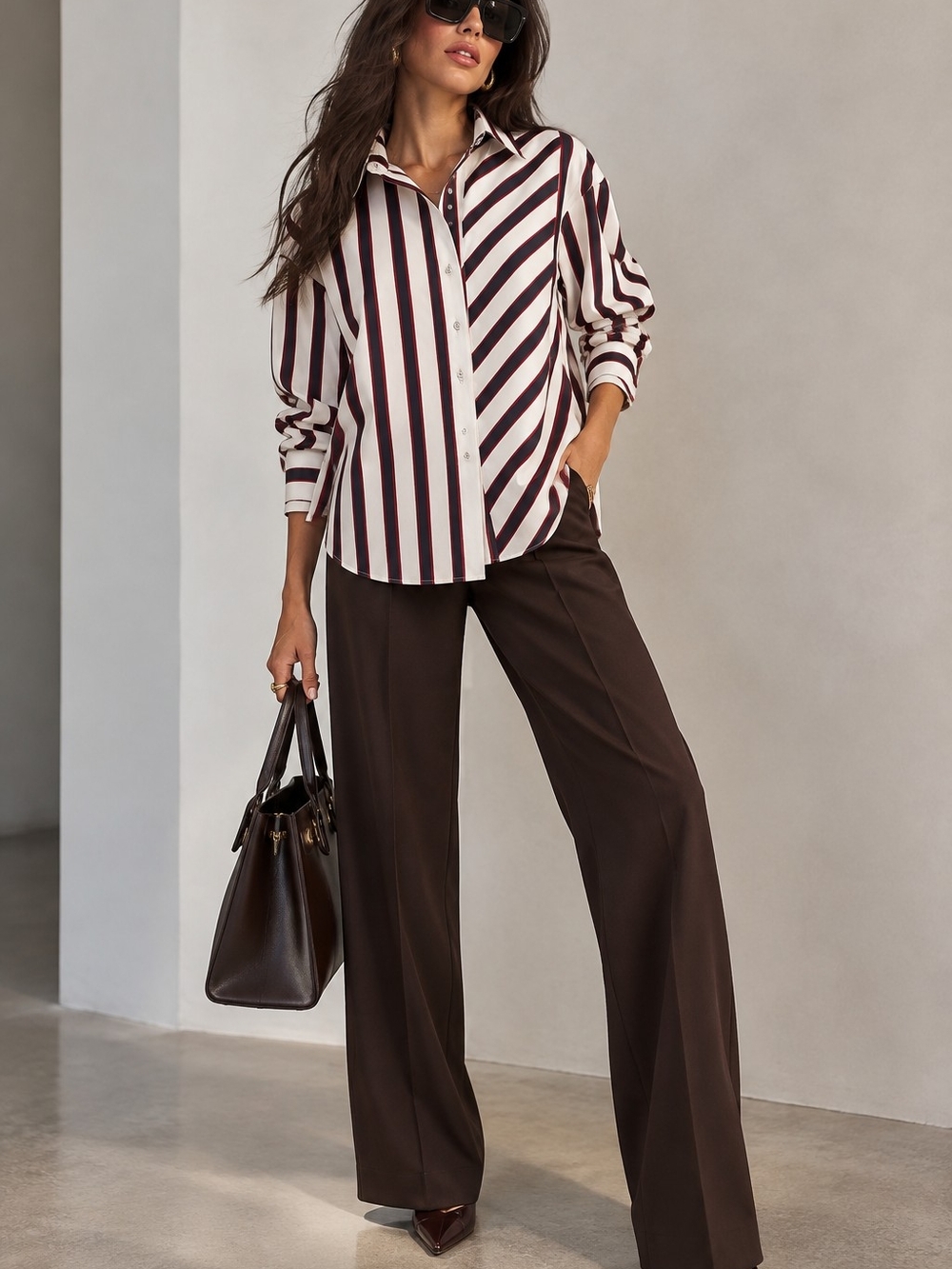 Tommy Hilfiger Mixed Stripe Tie-Back Blouse